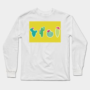 Cactus adorable prickly pear mexican modern pattern kawaii cacti Long Sleeve T-Shirt